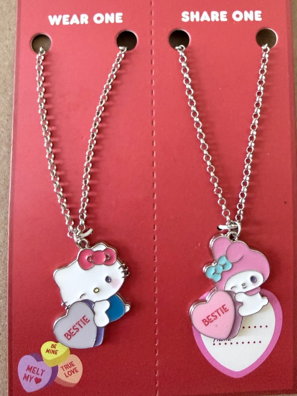 Sanrio Hello Kitty & My Melody Bestie Necklace Set - Pink & White